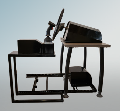 Custom-fabricated VR driving simulator rig